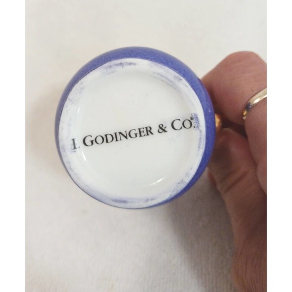 J. Godinger & Co. Antique Blue 14k Gold Leaf Handle Cream Pitcher RARE COLLECT! - Picture 5 of 11